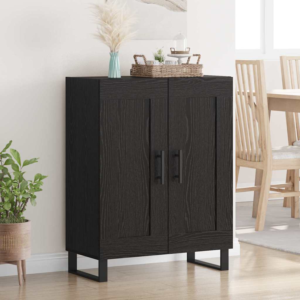 Bufet Stejar Negru 69,5 x 34 x 90 cm Lemn Ingineresc si Fier — imaginea 2