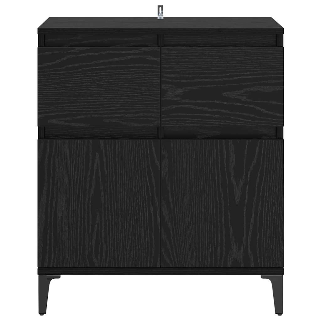 Bufet Stejar Negru 60 x 35 x 70 cm Lemn Ingineresc si Fier — imaginea 7