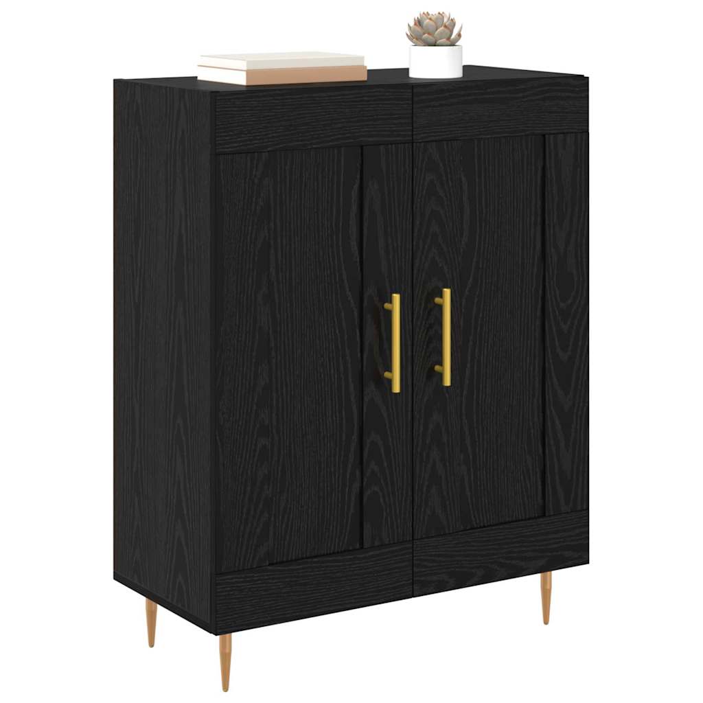 Bufet Stejar Negru 69,5 x 34 x 90 cm Lemn Ingineresc si Fier — imaginea 4
