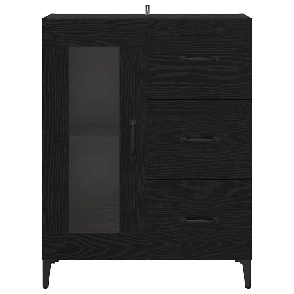 Bufet Stejar Negru 69,5 x 34 x 90 cm Lemn Ingineresc si Fier — imaginea 7