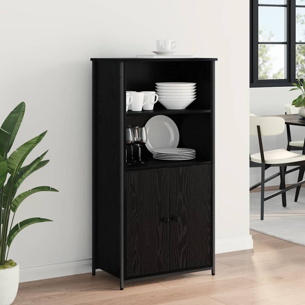 Bufet Stejar Negru 62 x 36 x 121,5 cm Lemn compozit — imaginea 5