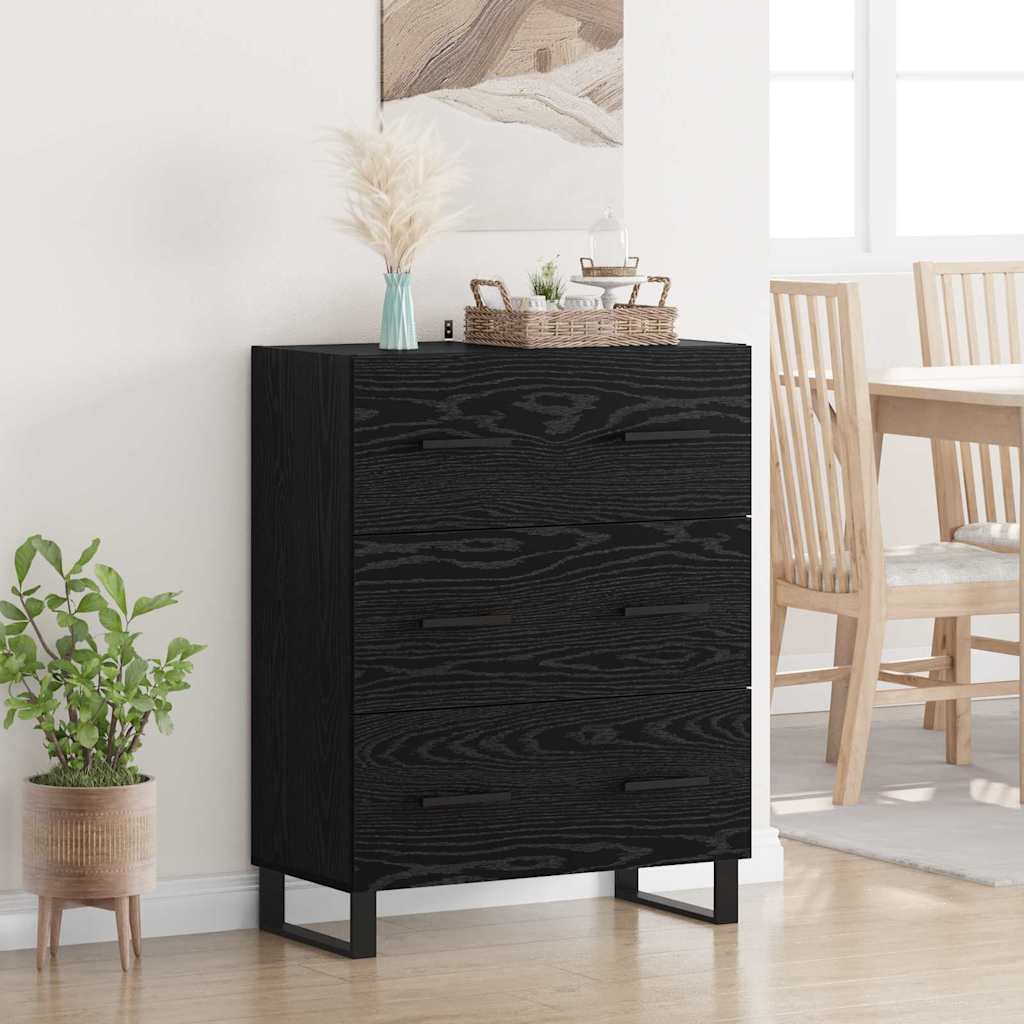 Bufet Stejar Negru 69,5 x 34 x 90 cm Lemn Ingineresc si Fier — imaginea 2