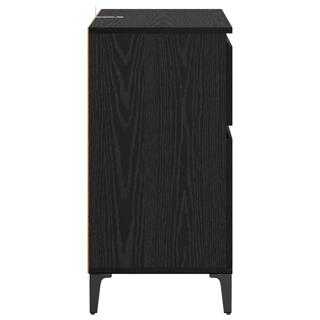 Bufet Stejar Negru 60 x 35 x 70 cm Lemn Ingineresc si Fier — imaginea 8
