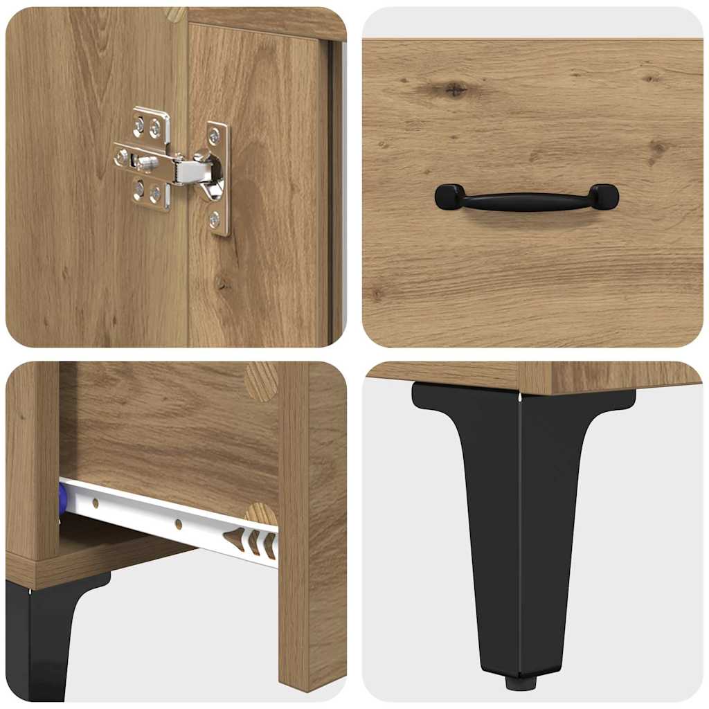 Bufet Stejar Artizanal 70 x 31 x 115 cm Lemn Ingineresc si Fier — imaginea 10