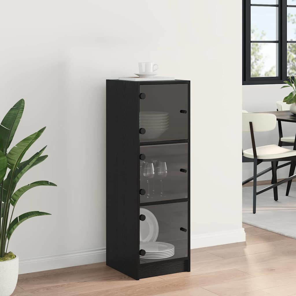 Bufet Stejar Negru 35 x 37 x 109 cm Lemn compozit — imaginea 5