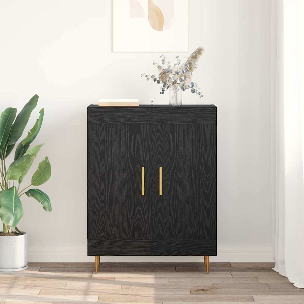 Bufet Stejar Negru 69,5 x 34 x 90 cm Lemn Ingineresc si Fier — imaginea 5