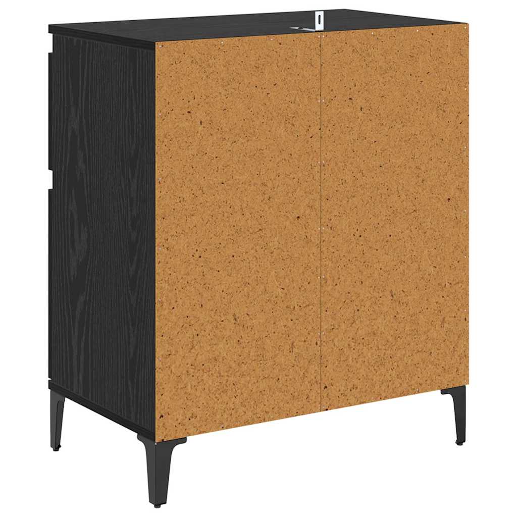 Bufet Stejar Negru 60 x 35 x 70 cm Lemn Ingineresc si Fier — imaginea 9
