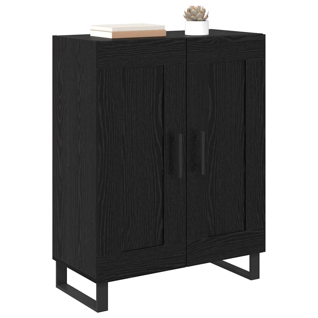 Bufet Stejar Negru 69,5 x 34 x 90 cm Lemn Ingineresc si Fier — imaginea 4