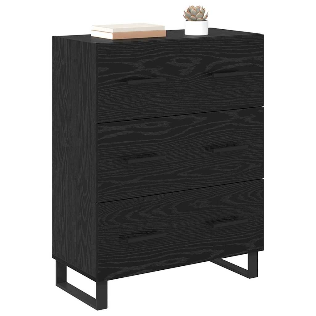 Bufet Stejar Negru 69,5 x 34 x 90 cm Lemn Ingineresc si Fier — imaginea 4