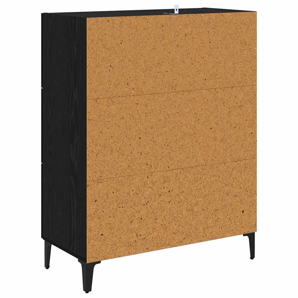 Bufet Stejar Negru 69,5 x 34 x 90 cm Lemn Ingineresc si Fier — imaginea 9