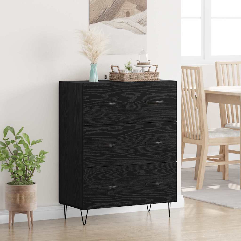 Bufet Stejar Negru 69,5 x 34 x 90 cm Lemn Ingineresc si Fier — imaginea 2