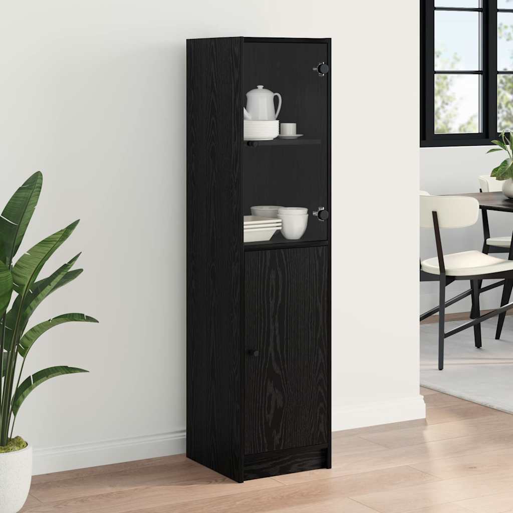 Bufet Stejar Negru 35 x 37 x 142 cm Lemn compozit — imaginea 5