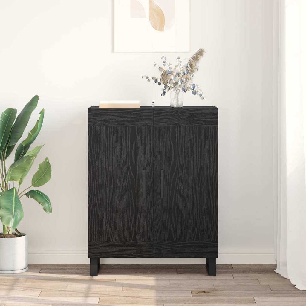 Bufet Stejar Negru 69,5 x 34 x 90 cm Lemn Ingineresc si Fier — imaginea 5