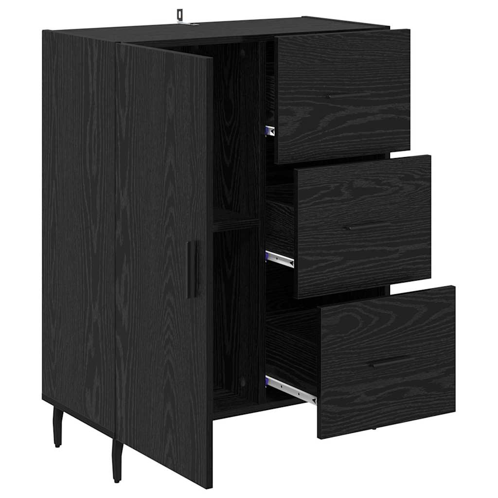 Bufet Stejar Negru 69,5 x 34 x 90 cm Lemn Ingineresc si Fier — imaginea 6