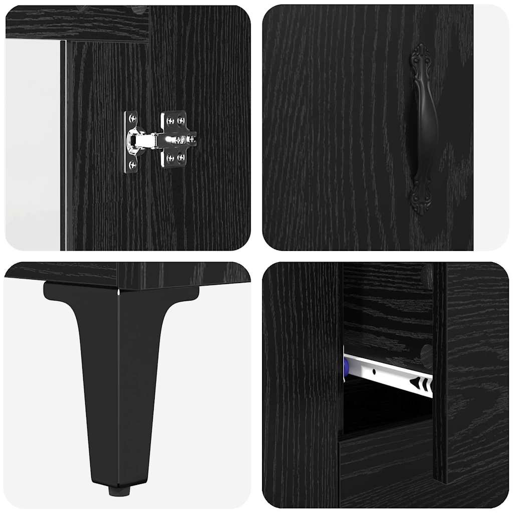 Bufet Stejar Negru 69,5 x 34 x 90 cm Lemn Ingineresc si Fier — imaginea 10