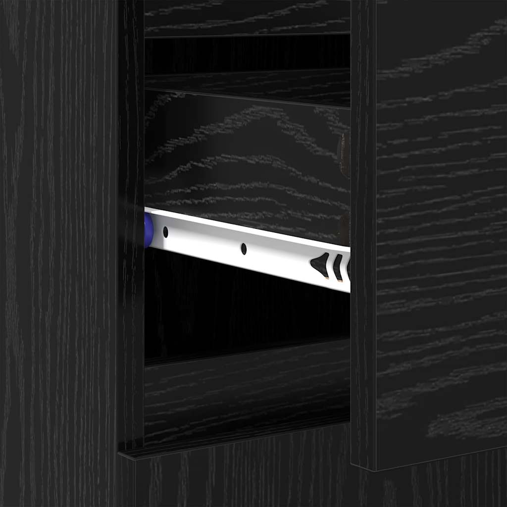 Bufet Stejar Negru 60 x 35 x 70 cm Lemn Ingineresc si Fier — imaginea 11