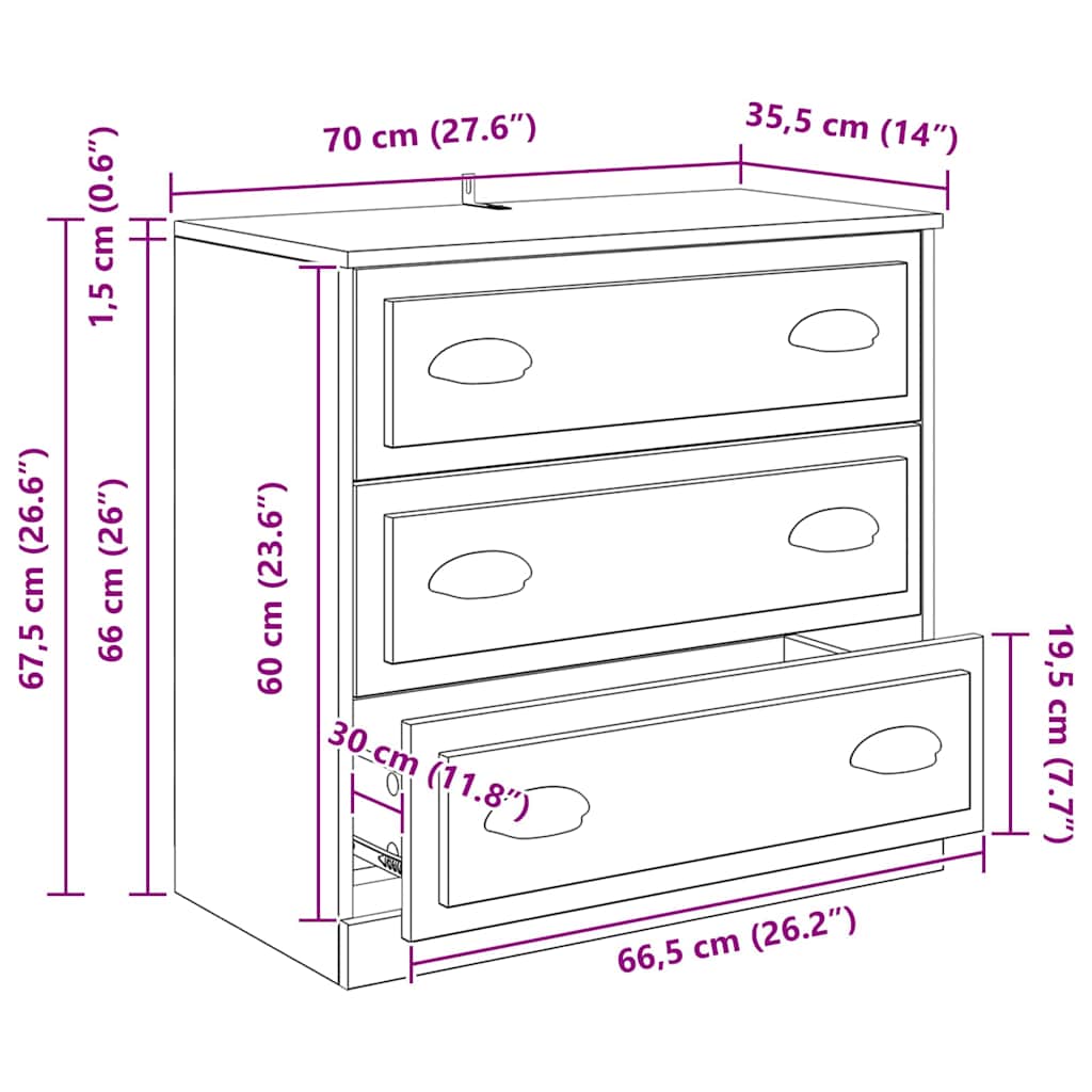 Bufet Stejar Artizanal 70 x 35,5 x 67,5 cm Lemn compozit — imaginea 12