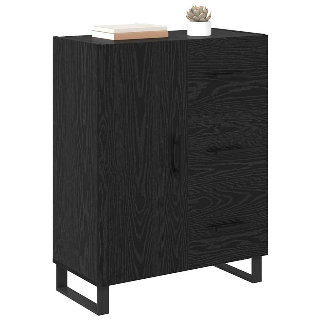 Bufet Stejar Negru 69,5 x 34 x 90 cm Lemn Ingineresc si Fier — imaginea 4