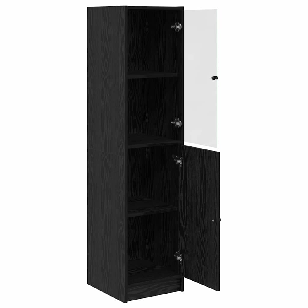 Bufet Stejar Negru 35 x 37 x 142 cm Lemn compozit — imaginea 6