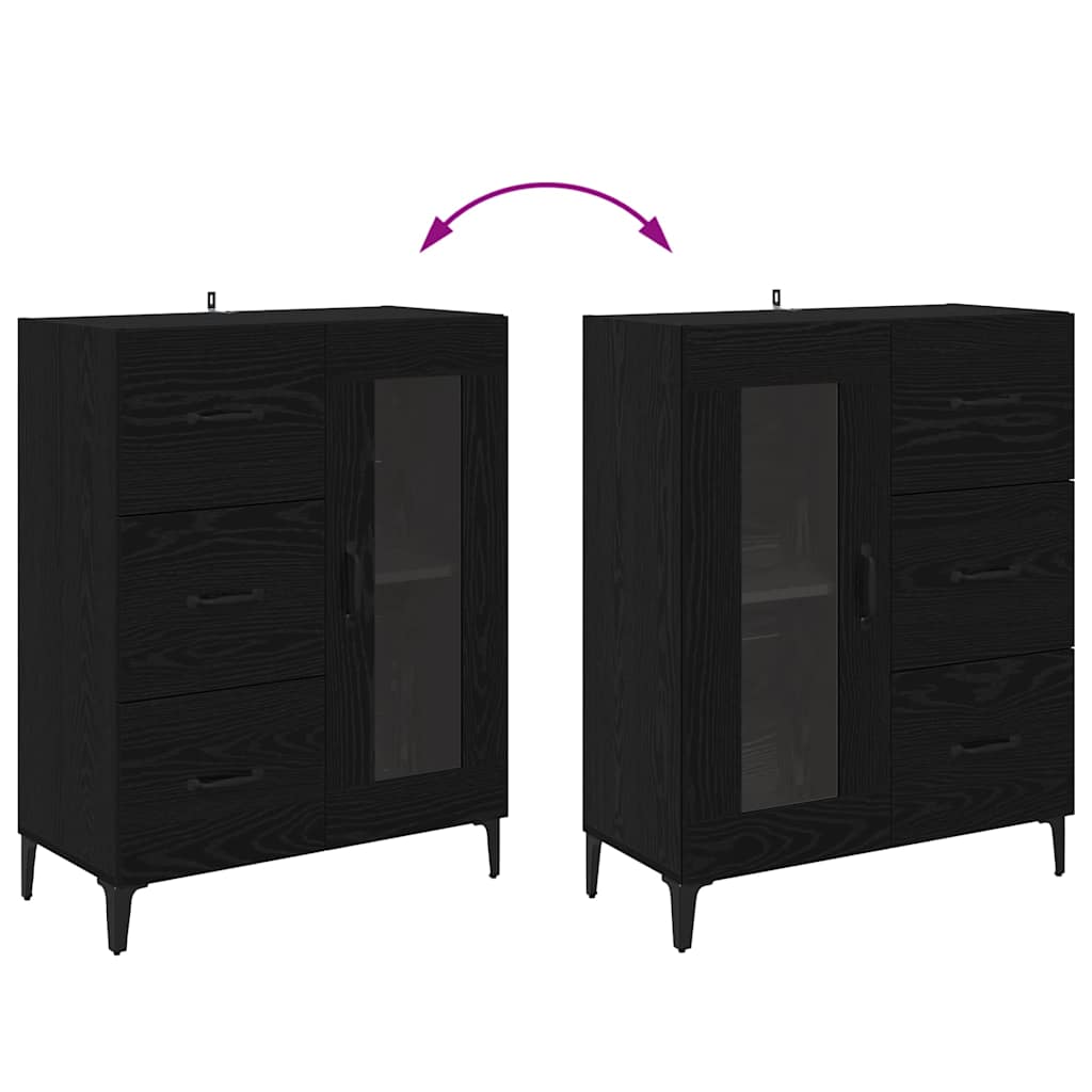 Bufet Stejar Negru 69,5 x 34 x 90 cm Lemn Ingineresc si Fier — imaginea 11