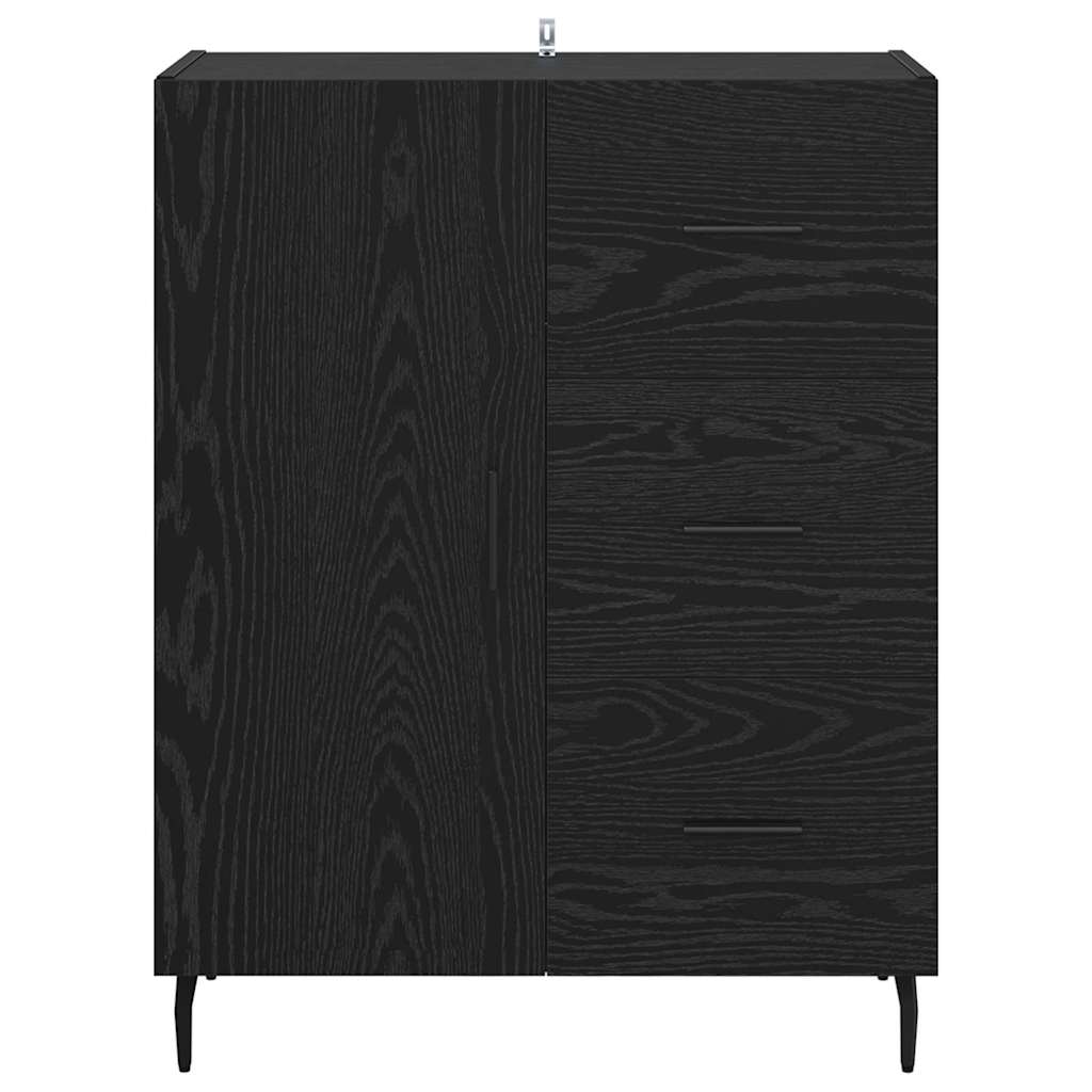 Bufet Stejar Negru 69,5 x 34 x 90 cm Lemn Ingineresc si Fier — imaginea 7