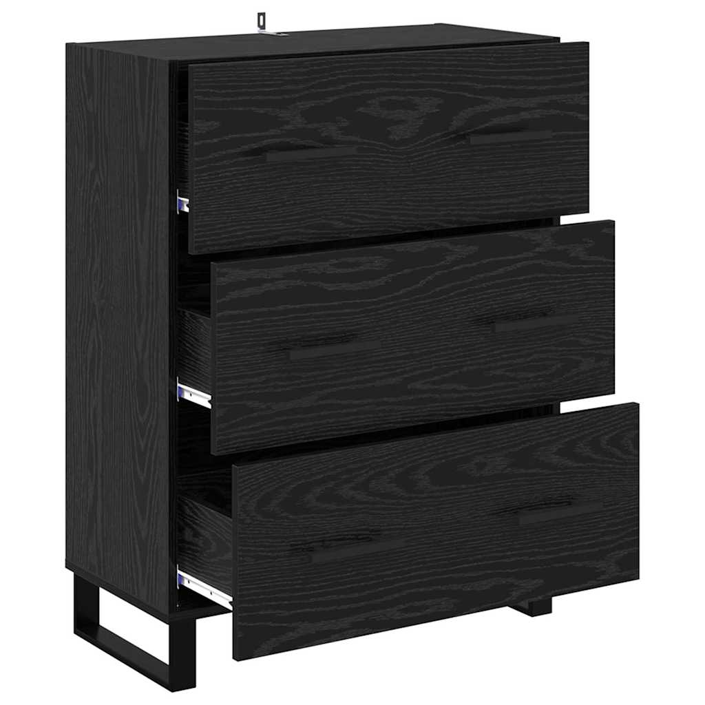 Bufet Stejar Negru 69,5 x 34 x 90 cm Lemn Ingineresc si Fier — imaginea 6