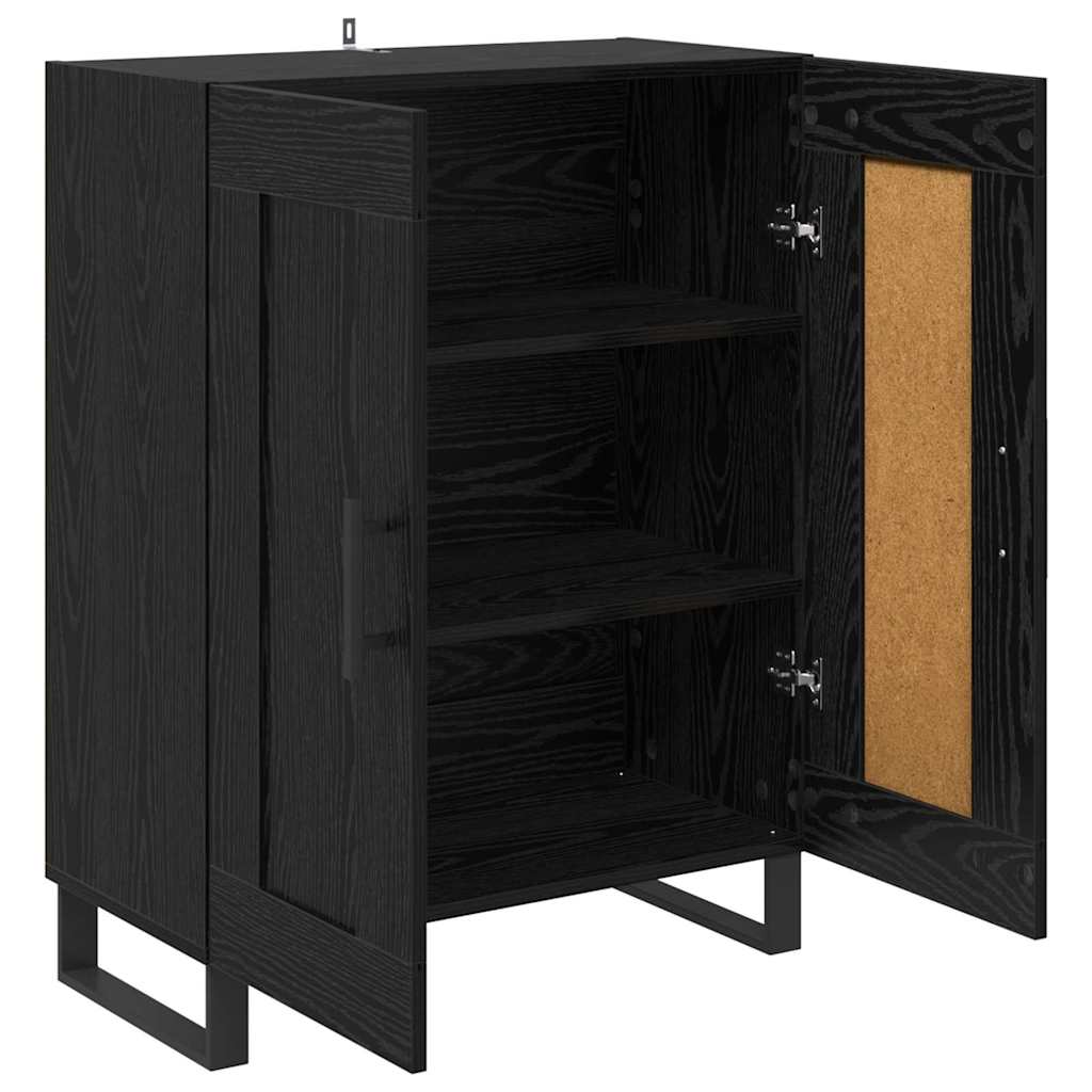 Bufet Stejar Negru 69,5 x 34 x 90 cm Lemn Ingineresc si Fier — imaginea 6