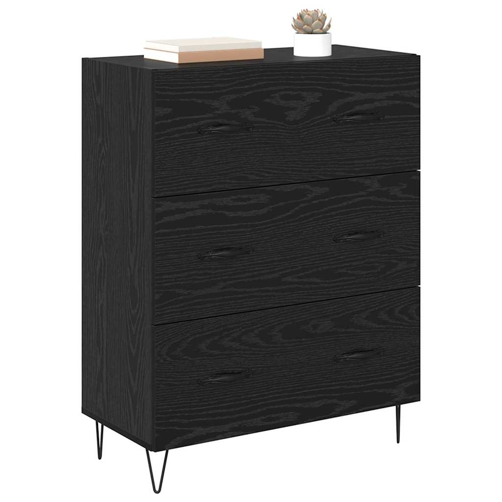 Bufet Stejar Negru 69,5 x 34 x 90 cm Lemn Ingineresc si Fier — imaginea 4