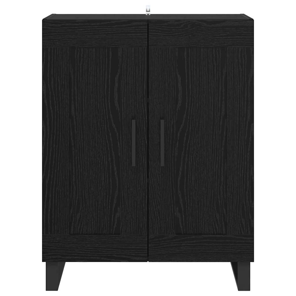 Bufet Stejar Negru 69,5 x 34 x 90 cm Lemn Ingineresc si Fier — imaginea 7