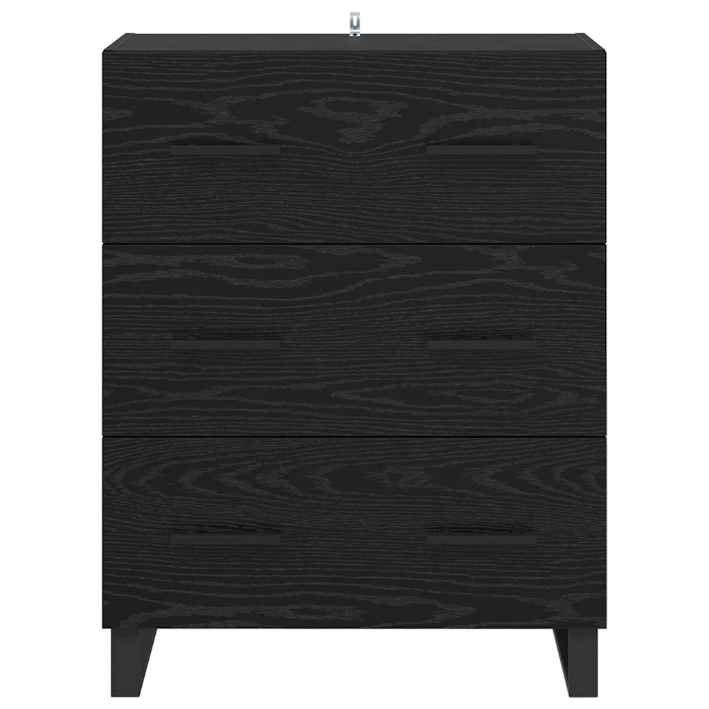 Bufet Stejar Negru 69,5 x 34 x 90 cm Lemn Ingineresc si Fier — imaginea 7