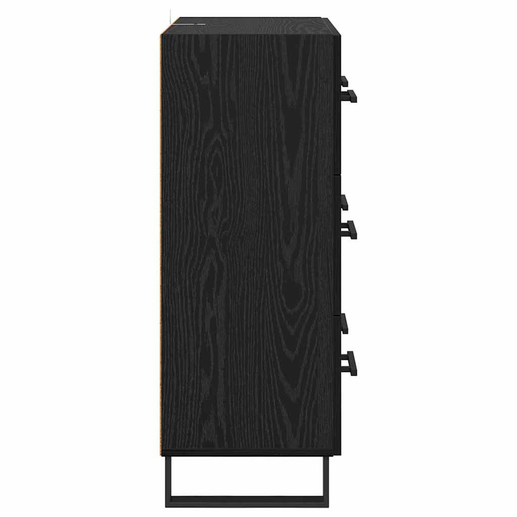 Bufet Stejar Negru 69,5 x 34 x 90 cm Lemn Ingineresc si Fier — imaginea 8