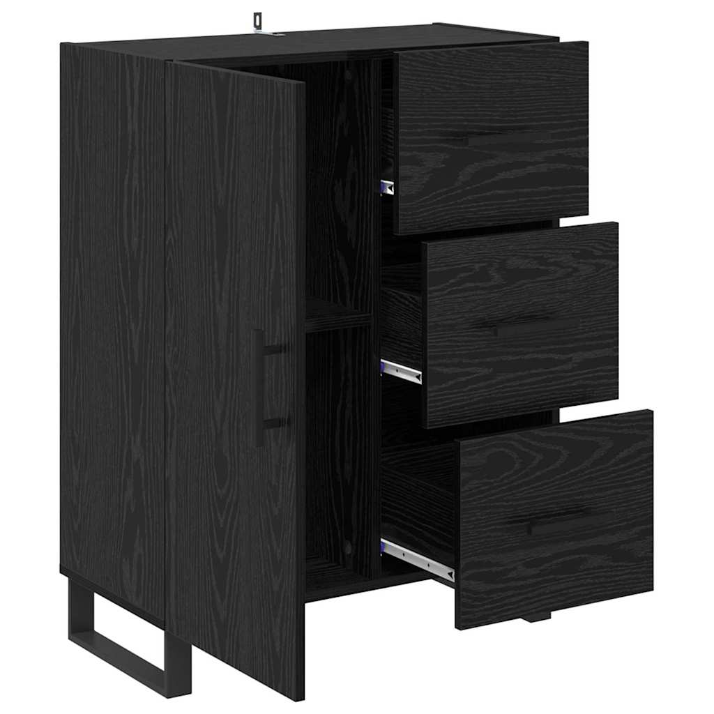 Bufet Stejar Negru 69,5 x 34 x 90 cm Lemn Ingineresc si Fier — imaginea 6