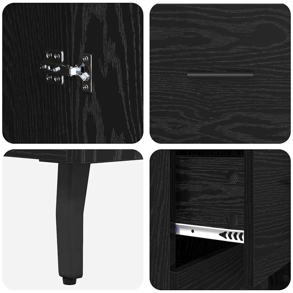 Bufet Stejar Negru 69,5 x 34 x 90 cm Lemn Ingineresc si Fier — imaginea 10