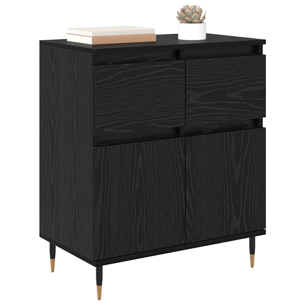 Bufet Stejar Negru 60 x 35 x 70 cm Lemn Ingineresc si Fier — imaginea 4
