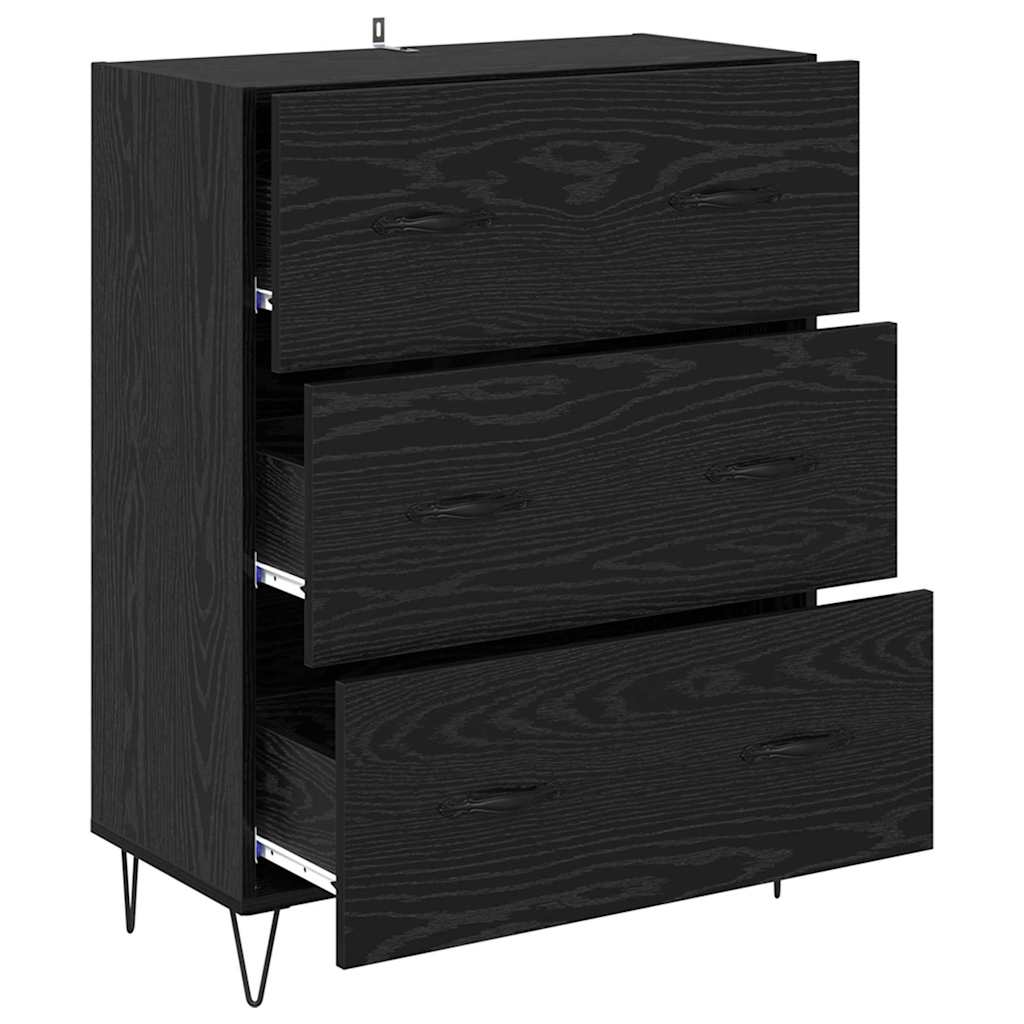 Bufet Stejar Negru 69,5 x 34 x 90 cm Lemn Ingineresc si Fier — imaginea 6