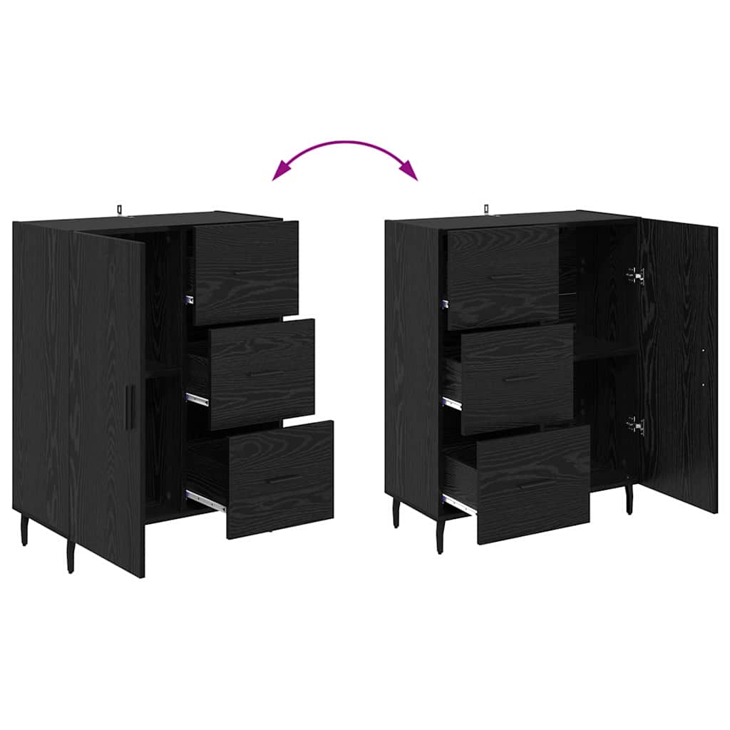 Bufet Stejar Negru 69,5 x 34 x 90 cm Lemn Ingineresc si Fier — imaginea 11