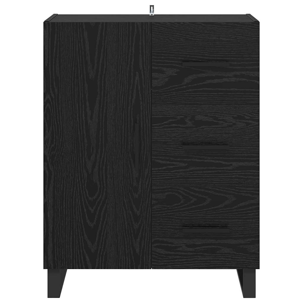 Bufet Stejar Negru 69,5 x 34 x 90 cm Lemn Ingineresc si Fier — imaginea 7