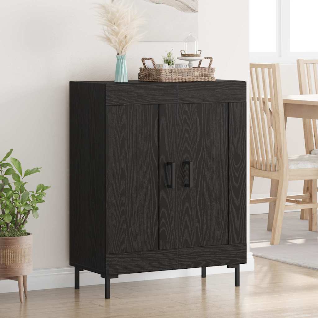 Bufet Stejar Negru 69,5 x 34 x 90 cm Lemn Ingineresc si Fier — imaginea 2