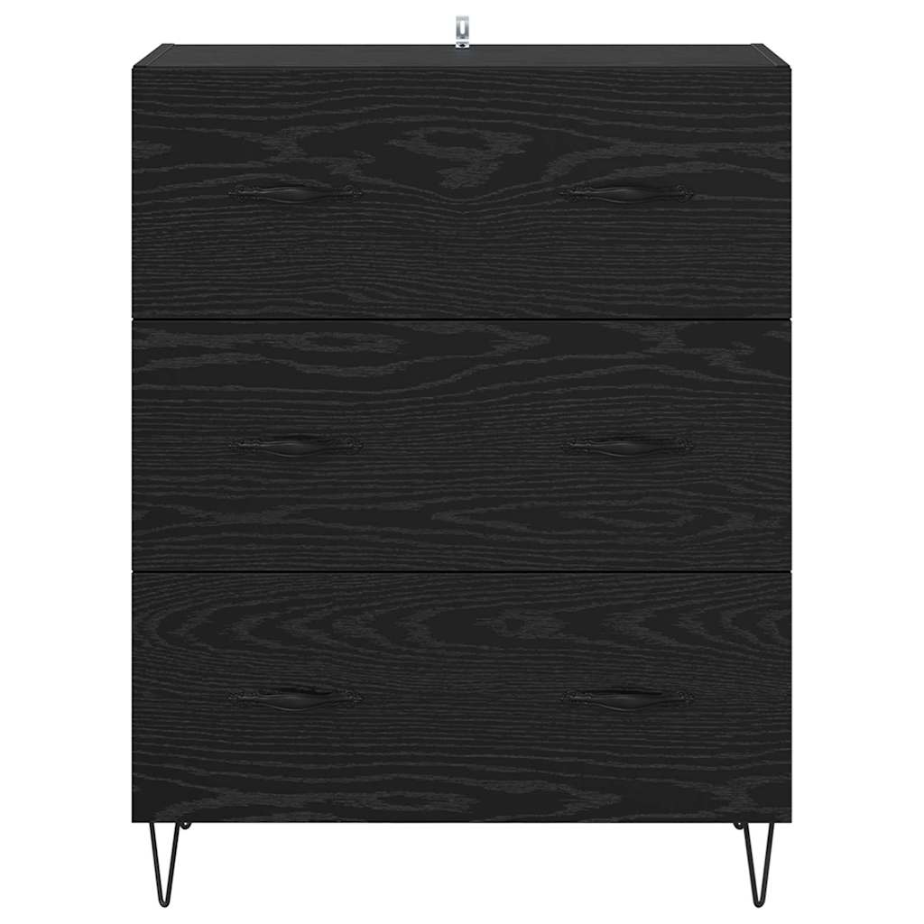 Bufet Stejar Negru 69,5 x 34 x 90 cm Lemn Ingineresc si Fier — imaginea 7