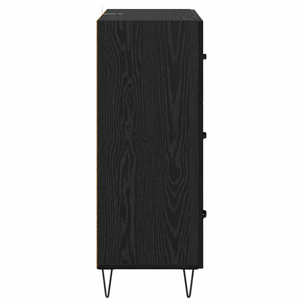 Bufet Stejar Negru 69,5 x 34 x 90 cm Lemn Ingineresc si Fier — imaginea 8