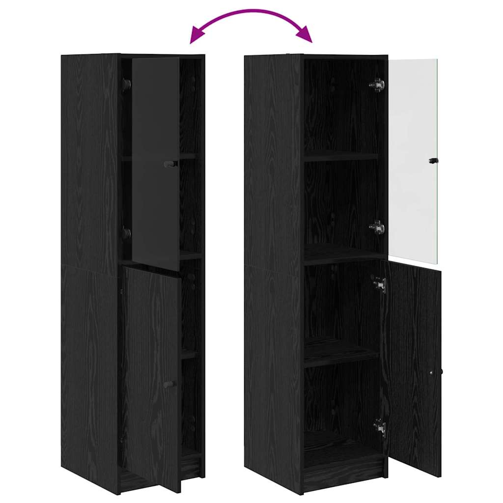 Bufet Stejar Negru 35 x 37 x 142 cm Lemn compozit — imaginea 12