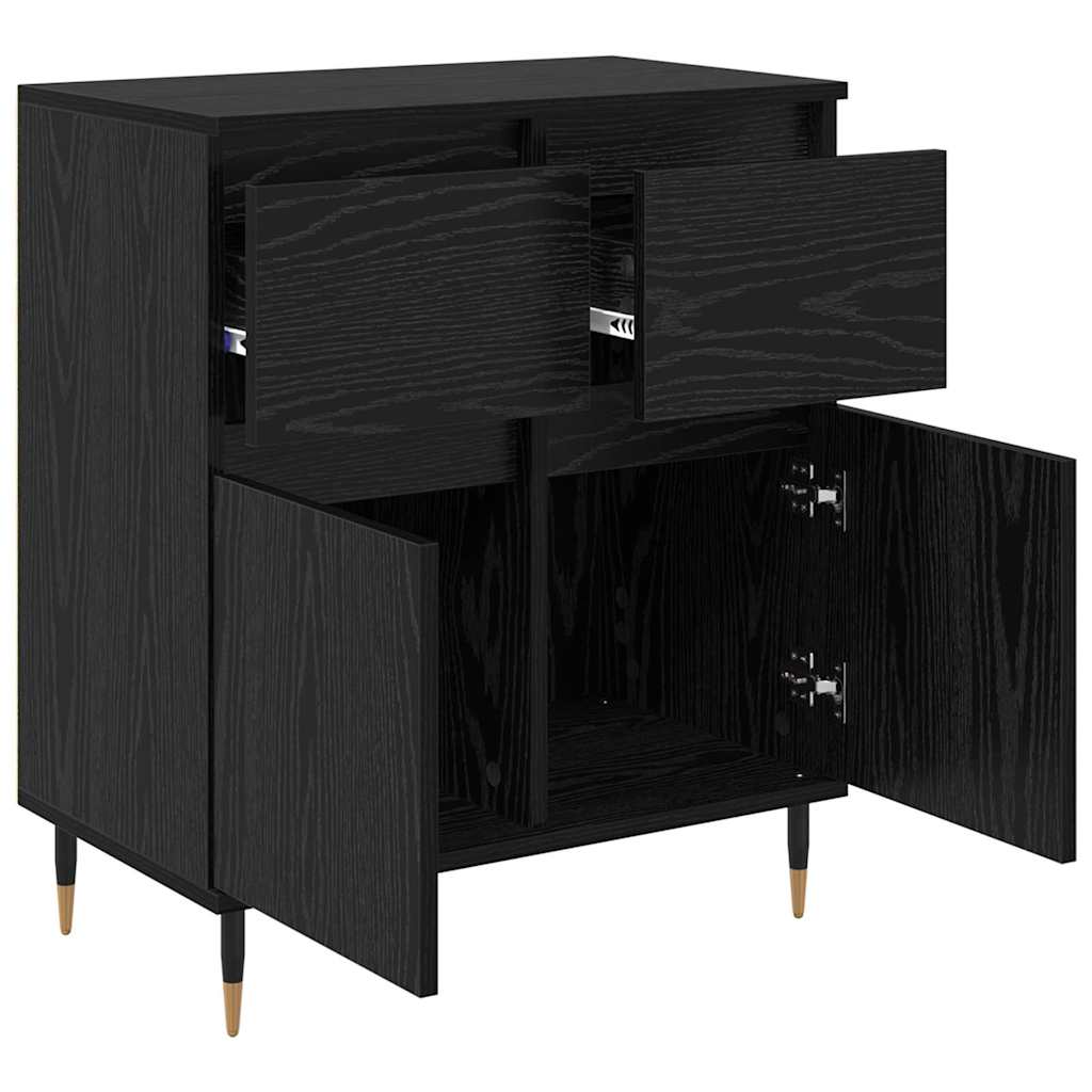 Bufet Stejar Negru 60 x 35 x 70 cm Lemn Ingineresc si Fier — imaginea 6