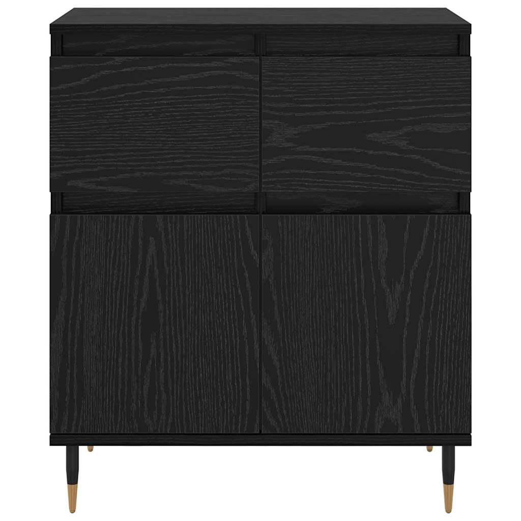Bufet Stejar Negru 60 x 35 x 70 cm Lemn Ingineresc si Fier — imaginea 7