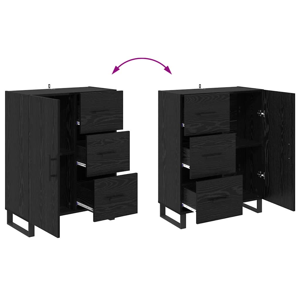 Bufet Stejar Negru 69,5 x 34 x 90 cm Lemn Ingineresc si Fier — imaginea 11
