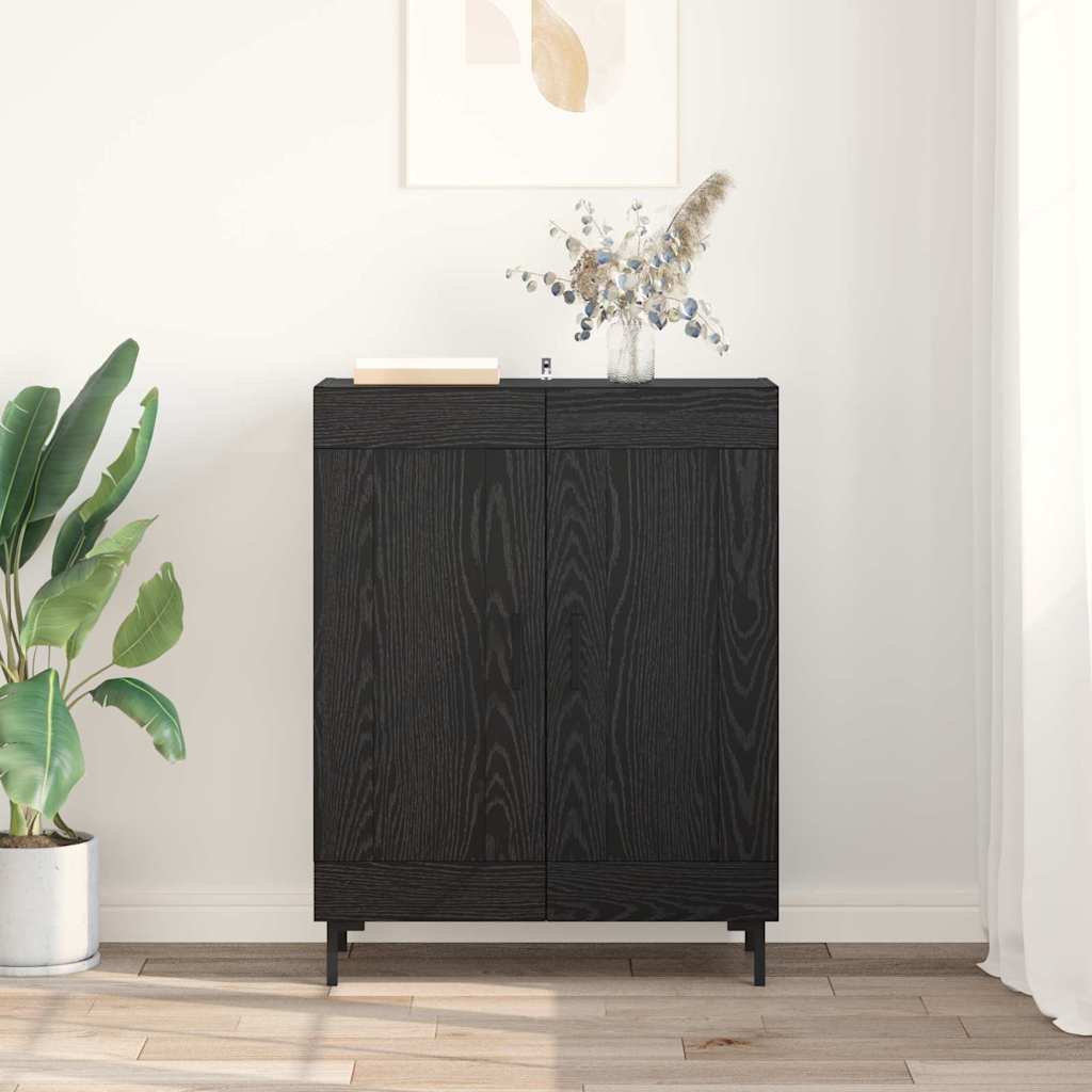 Bufet Stejar Negru 69,5 x 34 x 90 cm Lemn Ingineresc si Fier — imaginea 5
