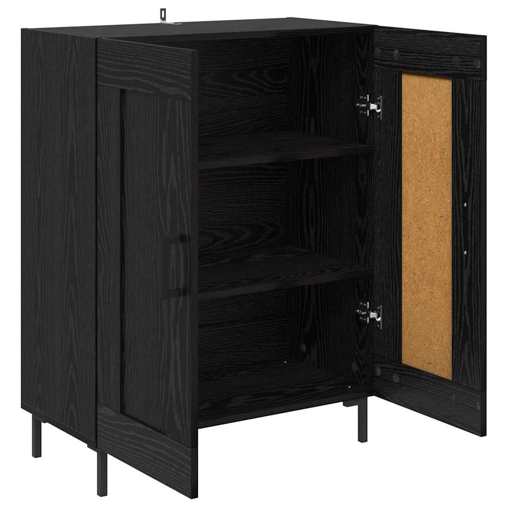 Bufet Stejar Negru 69,5 x 34 x 90 cm Lemn Ingineresc si Fier — imaginea 6
