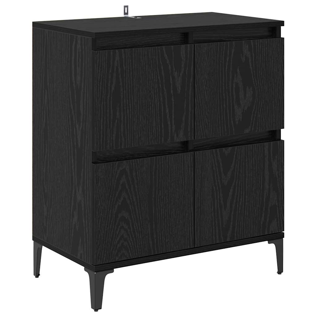 Bufet Stejar Negru 60 x 35 x 70 cm Lemn Ingineresc si Fier