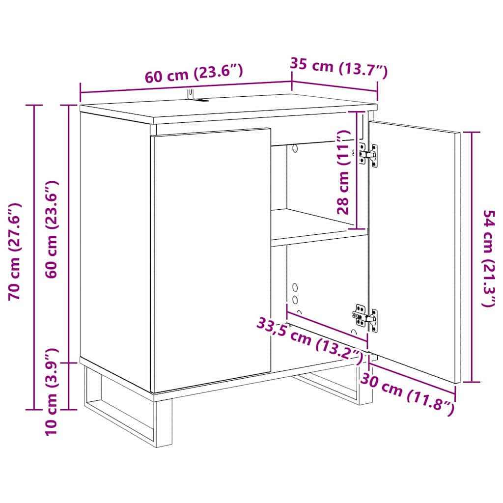 Bufet Stejar Artizanal 60 x 35 x 70 cm Lemn compozit — imaginea 12