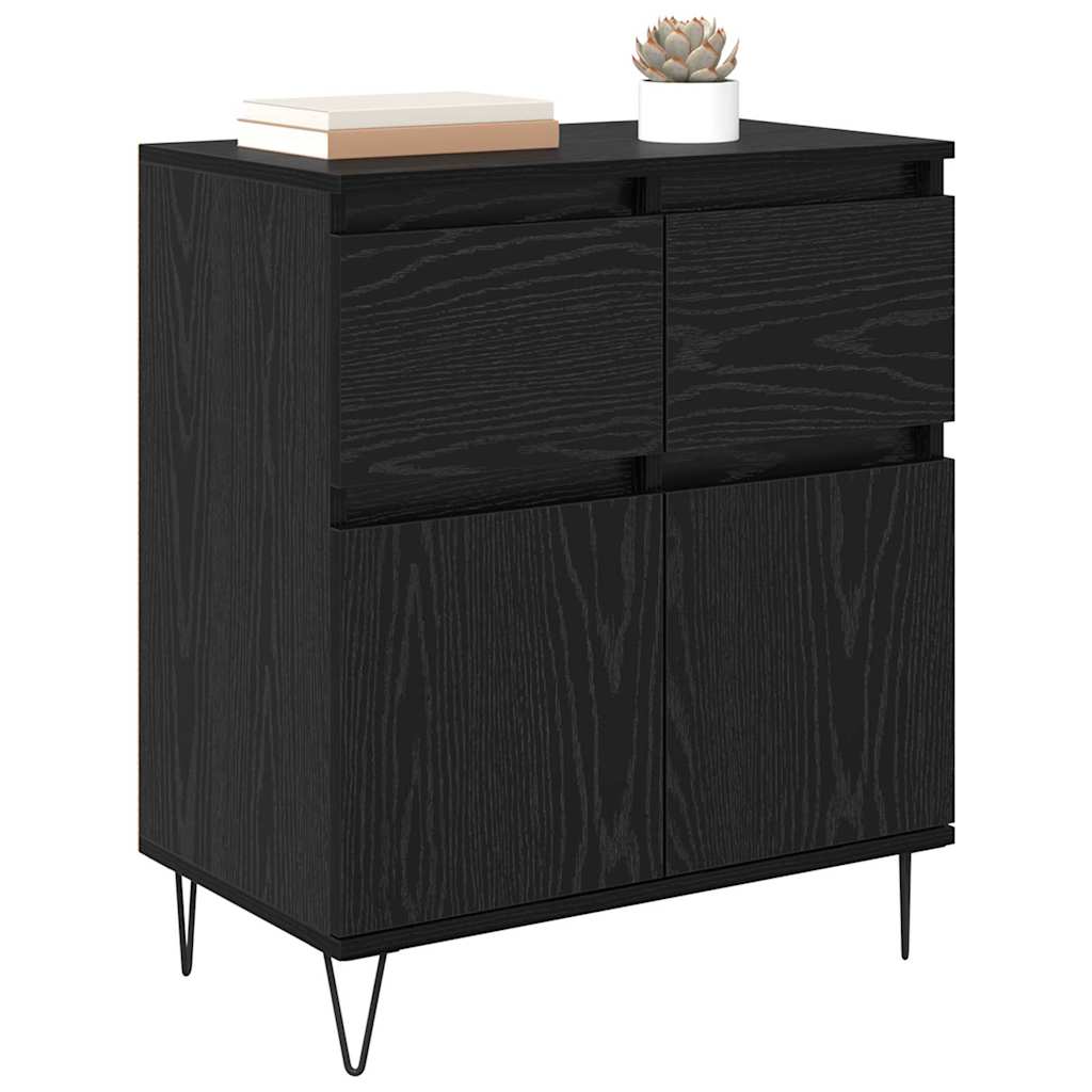 Bufet Stejar Negru 60 x 35 x 70 cm Lemn Ingineresc si Fier — imaginea 4
