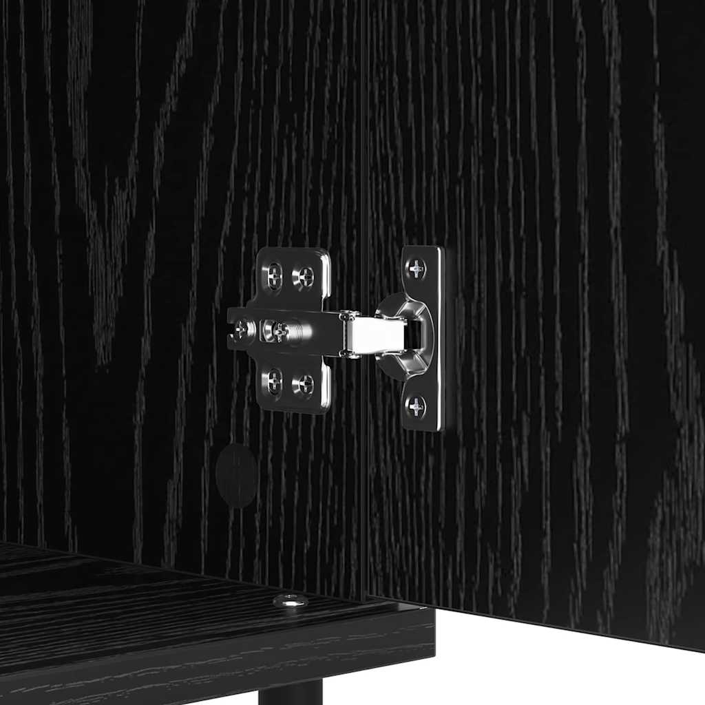 Bufet Stejar Negru 60 x 35 x 70 cm Lemn Ingineresc si Fier — imaginea 11